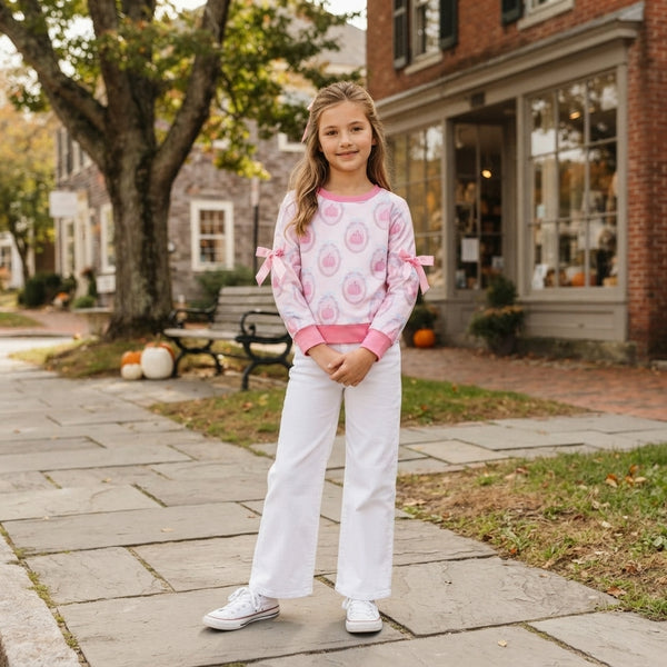 RTS GT1657 toddler girl clothes cute bows pink pumpkin halloween clothes shirt top