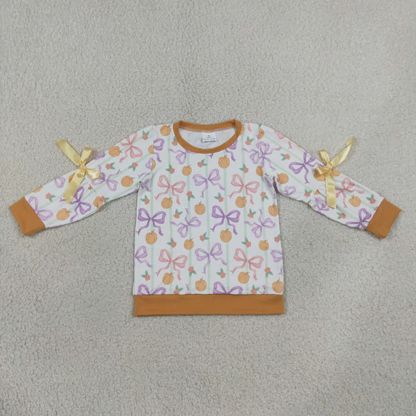 RTS GT1658 baby girl clothes halloween bow print long sleeve top outfit