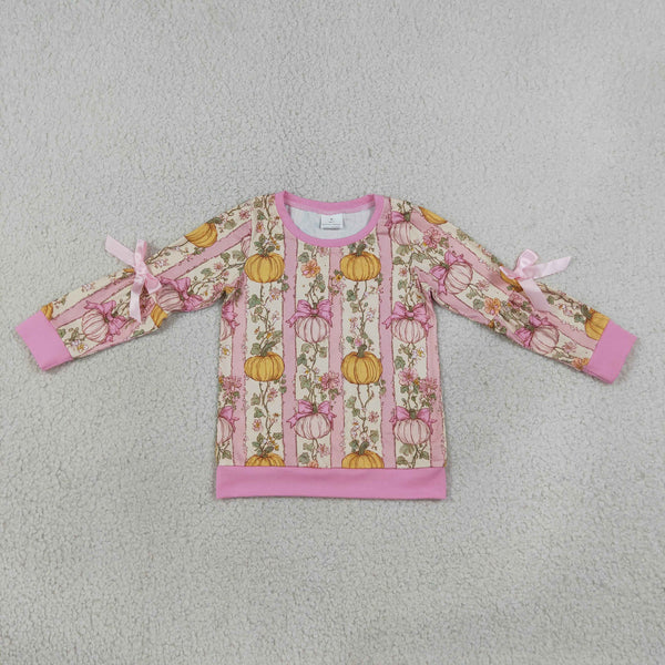 RTS GT1659 baby girl clothes pumpkin bow  toddler girl halloween shirt top clothes wholesale