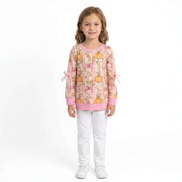 RTS GT1659 baby girl clothes pumpkin bow  toddler girl halloween shirt top clothes wholesale