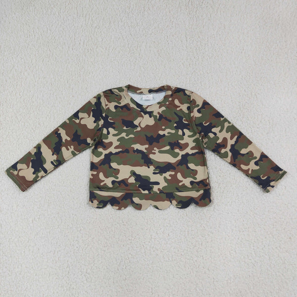 GT1691 RTS toddler girl clothes camouflage girl winter scalloped top