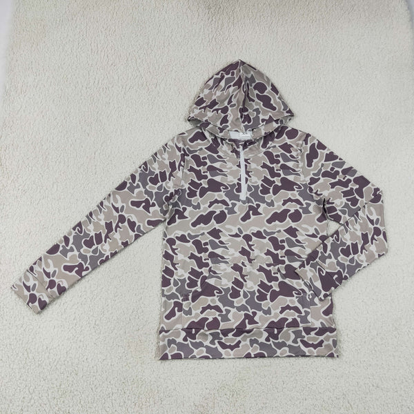RTS Daddy and Me Matching Winter Clothing Camo Winter Half Zipper Hoodies Top 1