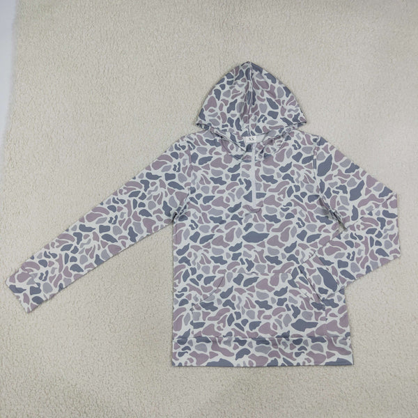 RTS Daddy and Me Matching Winter Clothing Camo Winter Half Zipper Hoodies Top 2