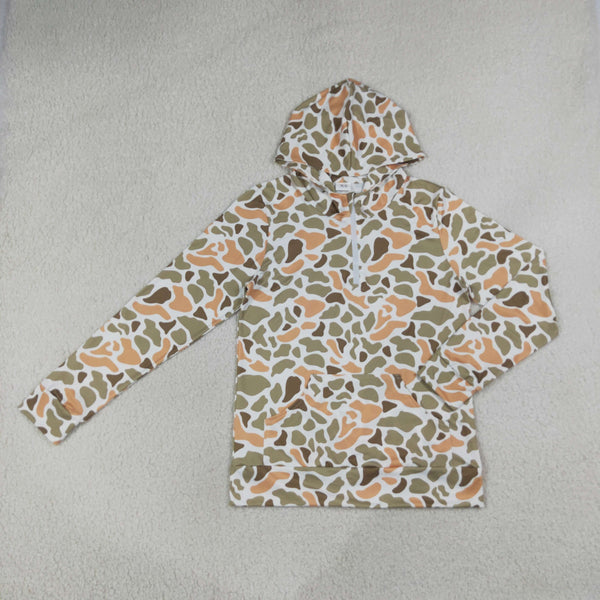 GT1712 RTS  adult clothes camo men winter hoodies half zipper shirt top clothes wholesale