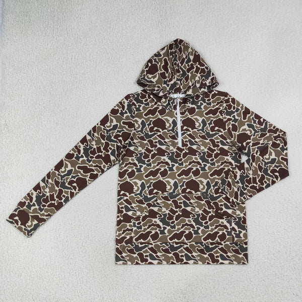 RTS Daddy and Me Matching Winter Clothing Camo Winter Half Zipper Hoodies Top 3
