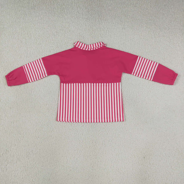RTS GT1715 toddler girl clothes pink stripe long sleeve polo top