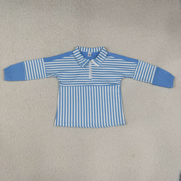 RTS GT1716 baby girl clothes stripe color block print long sleeve yoga top