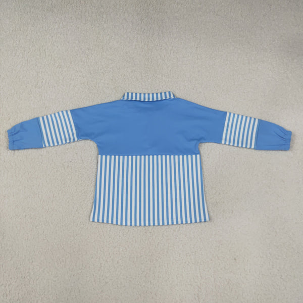 RTS GT1716 baby girl clothes stripe color block print long sleeve yoga top