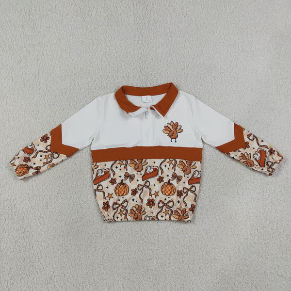 GT1723 RTS kids boy clothes wholesale turkey boy winter pollover thanksgiving clothes top