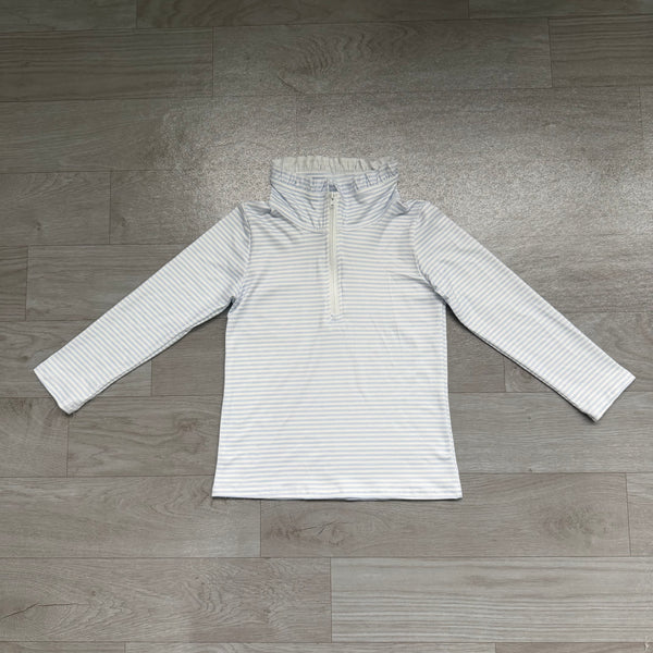 no MOQ GT1755 pre-order  toddler girl clothes girl  winter shirt blue strip zip top-real pic 2026.8.28