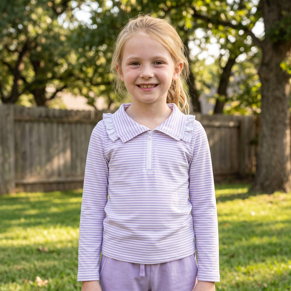 RTS GT1758 baby girl clothes stripe print long sleeve collared top