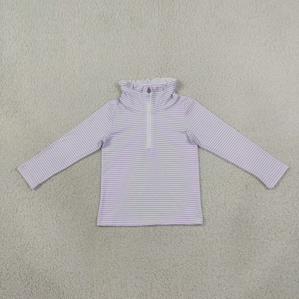RTS GT1758 baby girl clothes stripe print long sleeve collared top