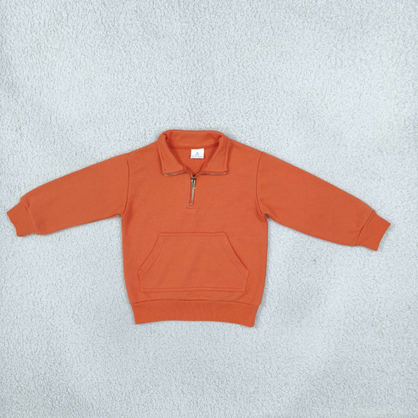RTS Matching clothing kids solid half zip long sleeve ruffle flare pants set-2026.10.17