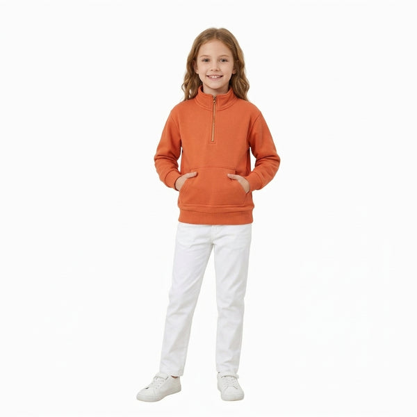 RTS GT1765 toddler girl clothes solid long sleeve quarter zip sweatshirt