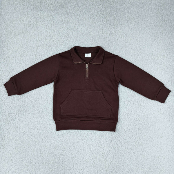 RTS GT1766 toddler girl clothes solid half zip long sleeve top