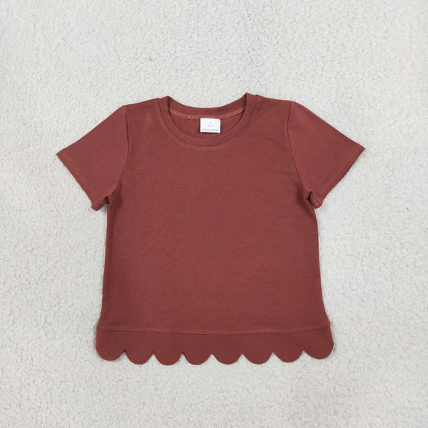 RTS GT1777 toddler girl clothes solid brown short sleeve top