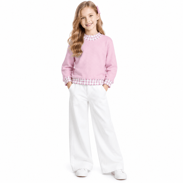 RTS GT1798 toddler girl clothes sweater clothes mock neck pink long sleeve top winter shirt top