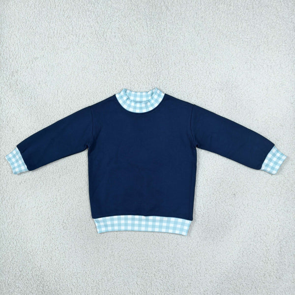 RTS GT1801 toddler girl clothes navy sweater clothes mock neck solid long sleeve top winter shirt top