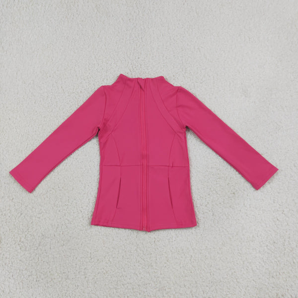 RTS GT1802-yoga baby girl clothes solid print long sleeve yoga top