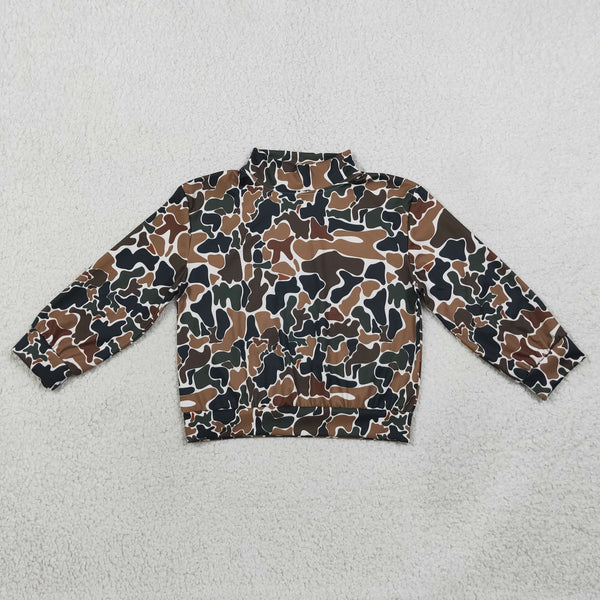RTS GT1812 baby girl clothes camo print long sleeve half zip yoga top