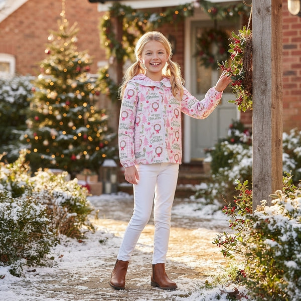 RTS GT1822 toddler girl clothes christmas print long sleeve hooded top