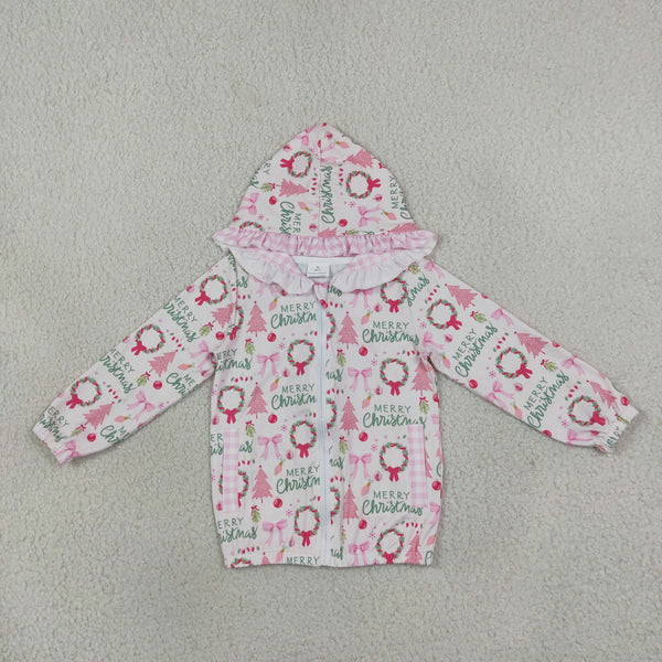 RTS GT1822 toddler girl clothes christmas print long sleeve hooded top