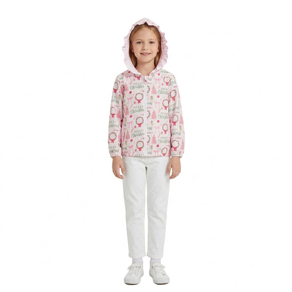 RTS GT1822 toddler girl clothes christmas print long sleeve hooded top