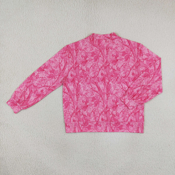 RTS GT1824 women clothes pink abstract print long sleeve top