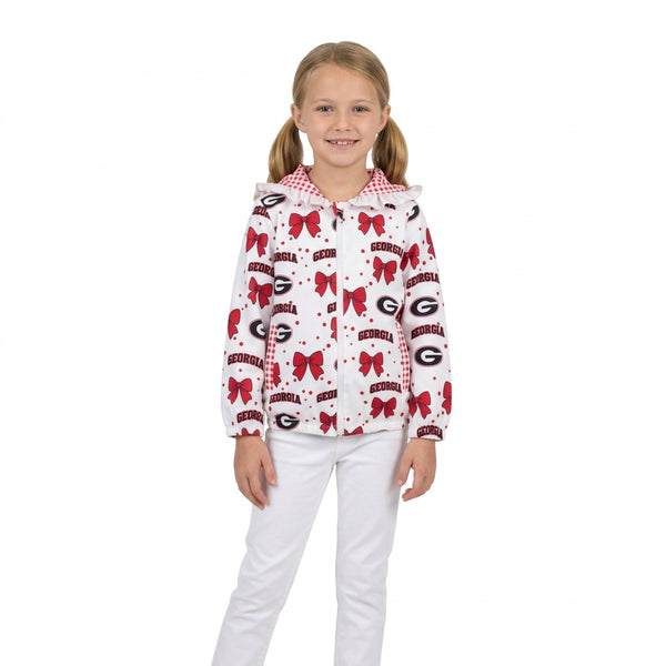 RTS GT1831 toddler girl clothes football bow print long sleeve hooded