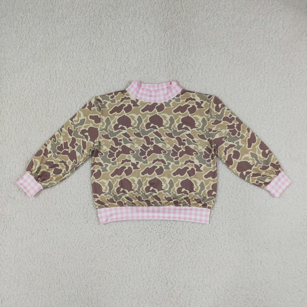 RTS GT1841 baby girl clothes camo print long sleeve mock neck top