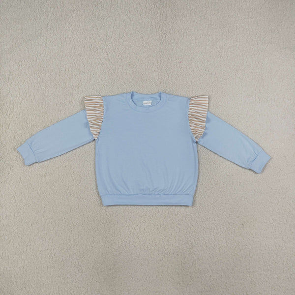 RTS GT1843 baby girl clothes solid print long sleeve ruffle top