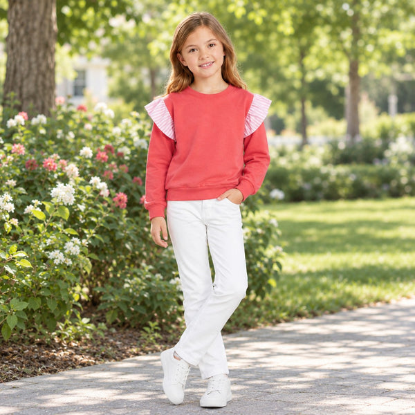 RTS GT1848 toddler girl clothes ruffle shoulder long sleeve top