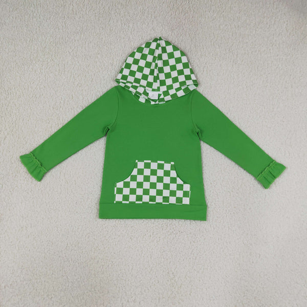 RTS GT1855 baby girl clothes green cotton long sleeve hooded top winter shirt