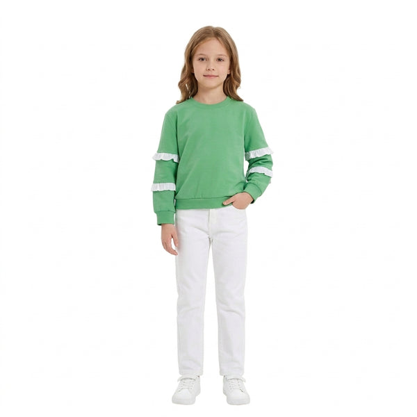 RTS GT1858 toddler girl clothes solid stripe long sleeve sweatshirt
