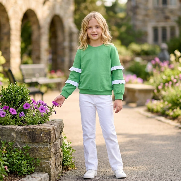 RTS GT1858 toddler girl clothes solid stripe long sleeve sweatshirt