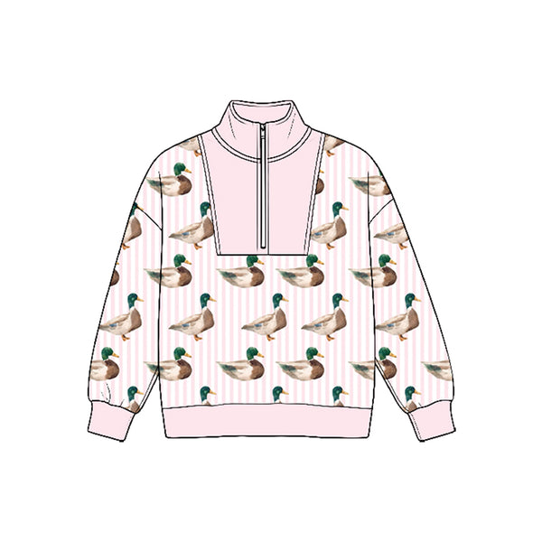 MOQ：5pcs GLP3756 pre-order  toddler girl clothes mallard ducks girl winter zipper set 2026.8.25