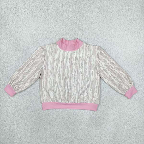 RTS GT1889 toddler girl clothes pink camo  long sleeve yoga top winter shirt