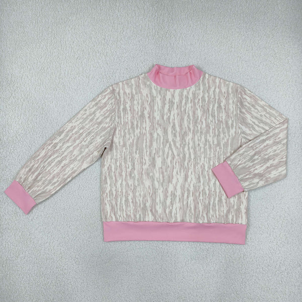 RTS GT1891 toddler girl clothes pink camo print mock neck long sleeve yoga top