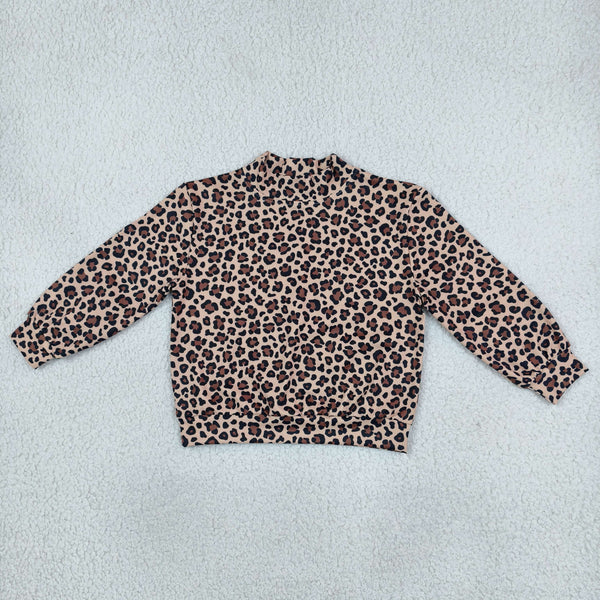RTS GT1904 toddler girl clothes leopard print long sleeve yoga top