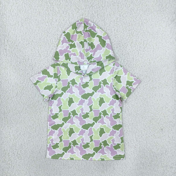 RTS Matching clothing kids bunny camouflage print short sleeve hooded clothes Easter Clothes-2026.10.27
