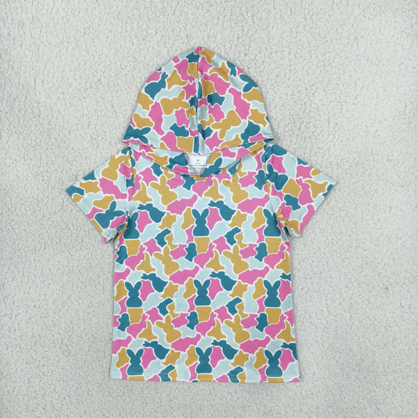 RTS BT1964 toddler boy clothes Easter bunny camouflage print short sleeve hooded top