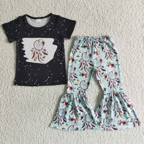 GSPO0035 kids clothing girl black fall spring short sleeve set-promotion 6.1 $5.5