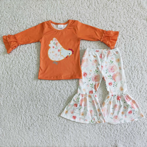 6 B2-24 girl orange chicken farm winter long sleeve set-promotion 2023.11.18