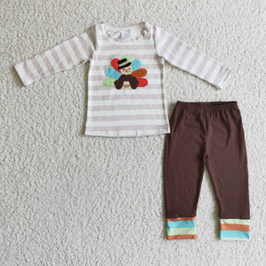 BLP0081 thanksgiving outfits boy turkey set