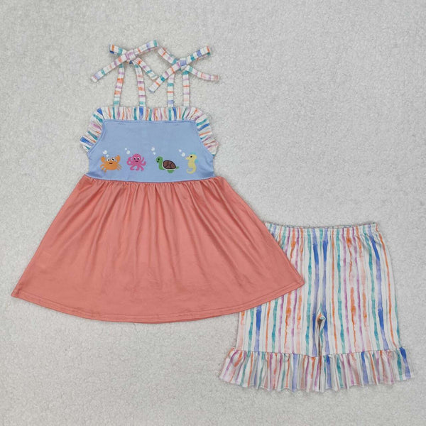 GSSO2016 RTS girl clothes sea animals  toddler girl summer outfit