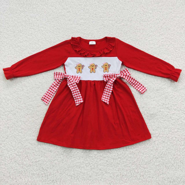 GLD0218 RTS toddler girl dresses embroidery girl christmas dress