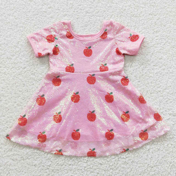 GSD0437 2T to 14-16T toddler girl clothes back to school dress girl apple clothes