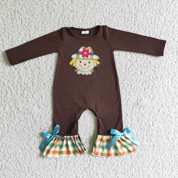LR0035 girl brown romper