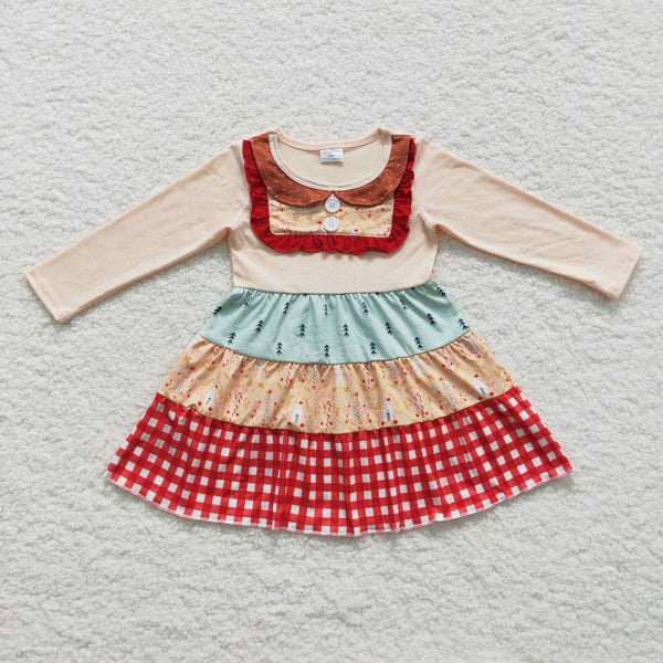 GLD0246 kids clothes girls ruffles girl winter dress