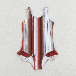 S0238 RTS baby girl clothes stripe girl summer swimsuit swim wear beach bathing suit 1